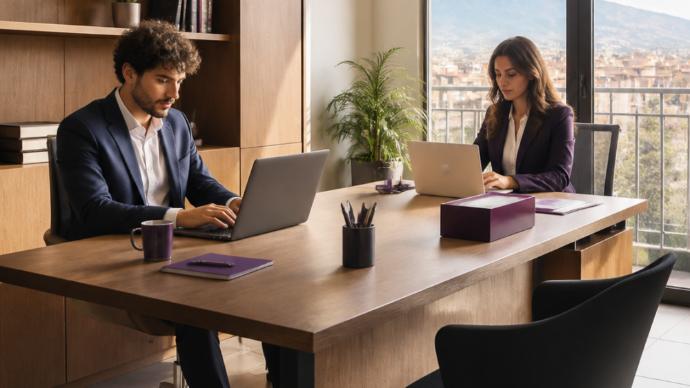 Ufficio privato arredato per due professionisti.