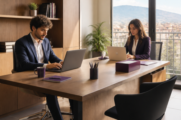 Ufficio privato arredato per due professionisti.