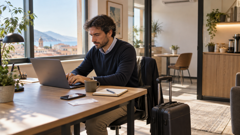 Ufficio giornaliero a Salerno con professionista in viaggio al lavoro