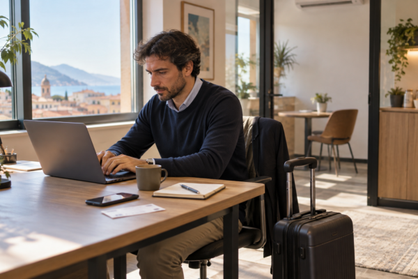 Ufficio giornaliero a Salerno con professionista in viaggio al lavoro